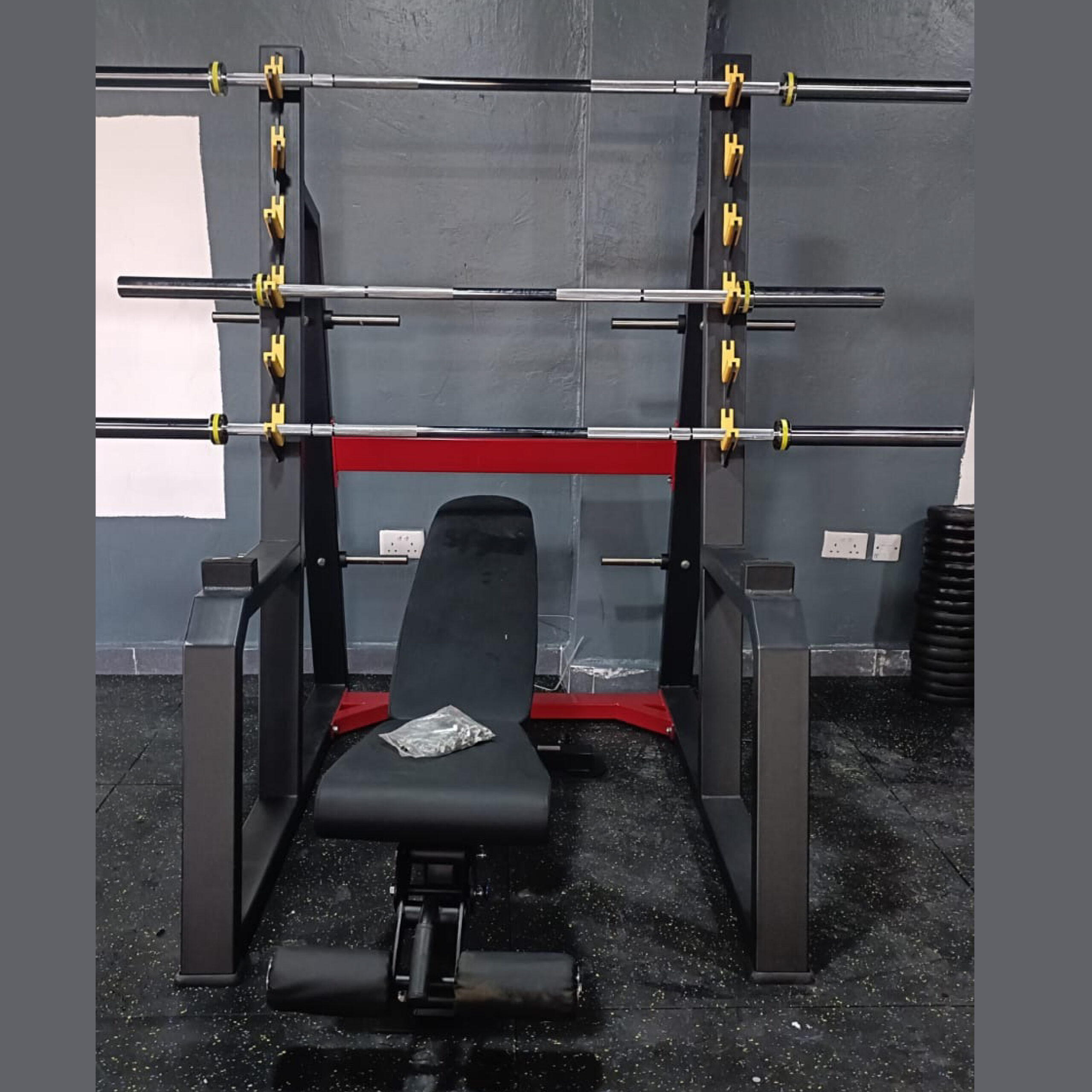 SQUAT-01 Commercial Squat Rack with Adjustable Bench – Heavy Duty Gym Equipment - Image 1